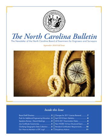 Fall 2010 - North Carolina Board of Examiners for Engineers and ...