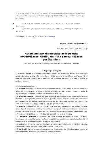 Noteikumi par rÅ«pniecisko avÄriju riska novÄrtÄÅ¡anas kÄrtÄ«bu un ...