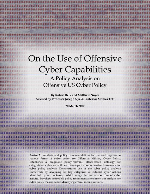 On the Use of Offensive Cyber Capabilities - Belfer Center for ...