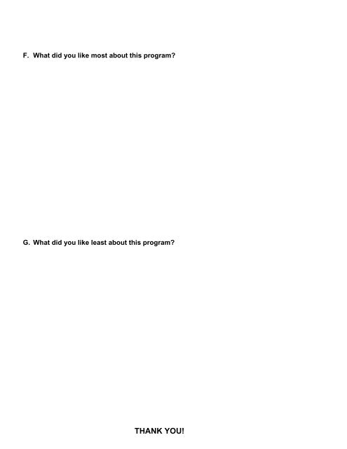 F What Did You Like Most