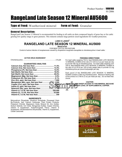 RangeLand Late Season 12 Mineral AU5600 - Beeflinks