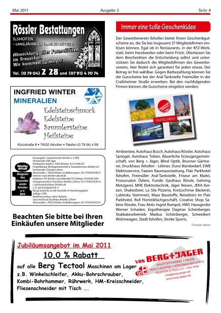 Ausgabe 5-2011 - Gewerbeverein Ilshofen eV / Startseite