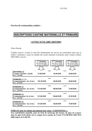tarif : maternelle et primaire - Ecole Européenne de Luxembourg I