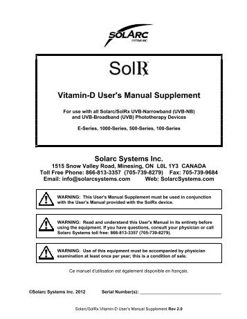 Vitamin-D User's Manual Supplement - Solarc Systems, Inc.