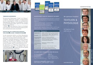 Flyer - Wir optimieren Produkte - Team Bekleidungsphysiologie 2011