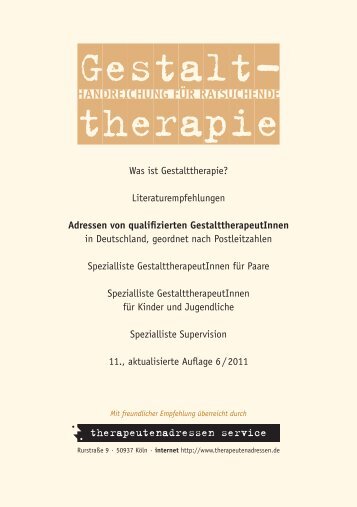 Handreichung für Ratsuchende - Gestalttherapie