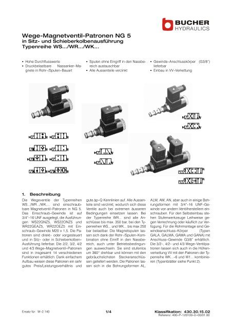 Wege-Magnetventil-Patronen NG 5