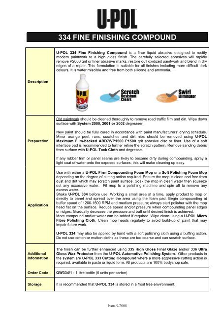 334 FINE FINISHING COMPOUND - U-Pol