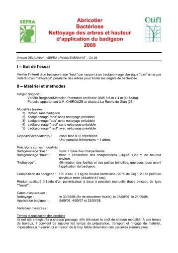 Abricotier BactÃ©riose Nettoyage des arbres et hauteur d'application ...