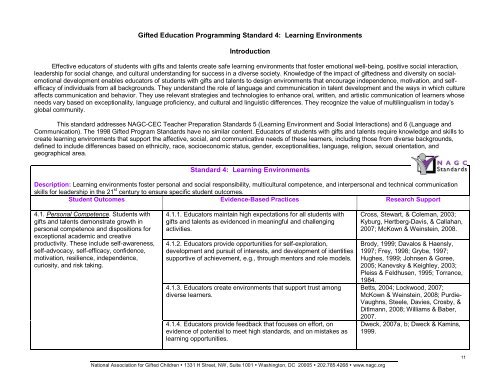 2010 Pre-K-Grade 12 Gifted Programming Standards - NAGC