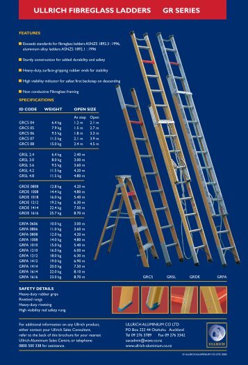 Fibreglass Ladders Leaflet - Ullrich Aluminium