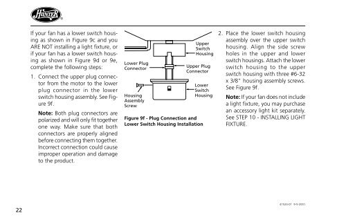 Installation and Operation Manual For Hunter Ceiling ... - Hunter Fan
