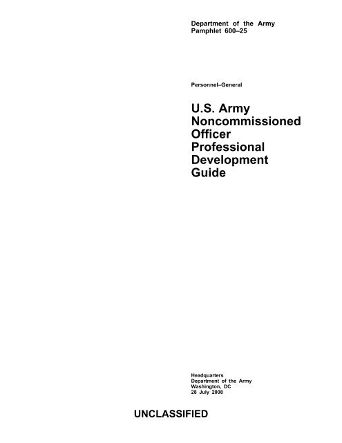 U.S. Army Noncommissioned Officer Professional Development Guide