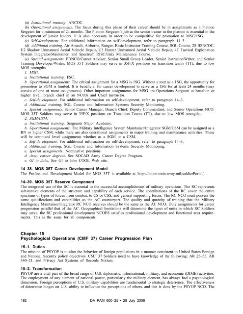 Professional Development Module Army (a) Institutional trainin
