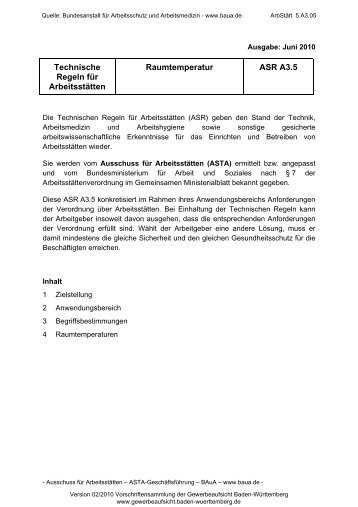 ASR A3.5 "Raumtemperatur" - ver.di: Nord