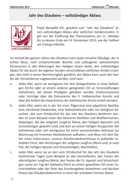 Pfarrbrief der Katholischen Kirche in Wesseling - Katholische Kirche ...