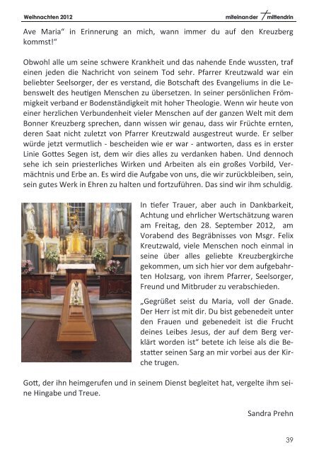 Pfarrbrief der Katholischen Kirche in Wesseling - Katholische Kirche ...