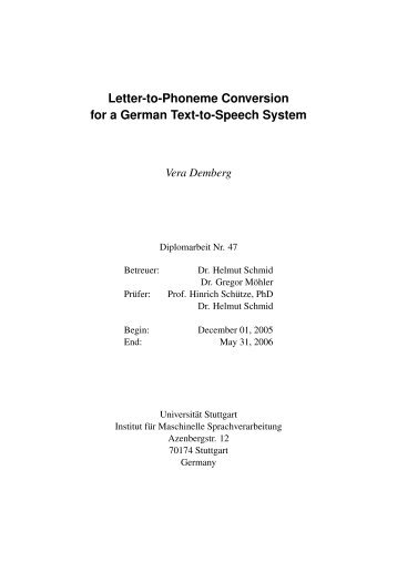 Letter-to-Phoneme Conversion for a German Text-to-Speech System
