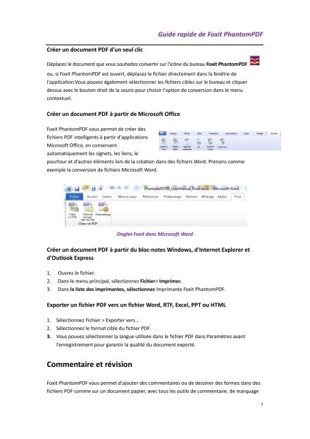 Guide rapide de Foxit PhantomPDF