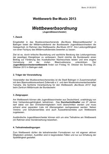 Wettbewerbsordnung Bw-Musix 2013 JBO ( PDF , 32 ... - Bundeswehr