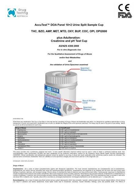 AccuTest DOA Panel 10+2 Urine Split Sample Cup - Drug Testing ...