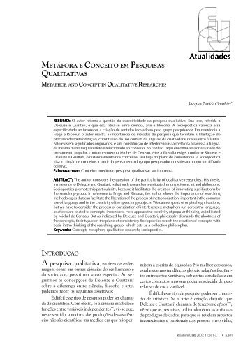 MetÃ¡fora e Conceito em Pesquisas Qualitativas - Faculdade de ...