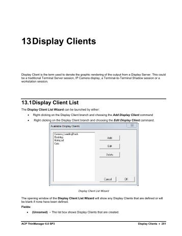 ThinManager 6.0 SP3 - Chapter 13 - Display Clients