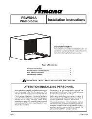 PBWS01A Wall Sleeve Installation Instructions - Amana PTAC