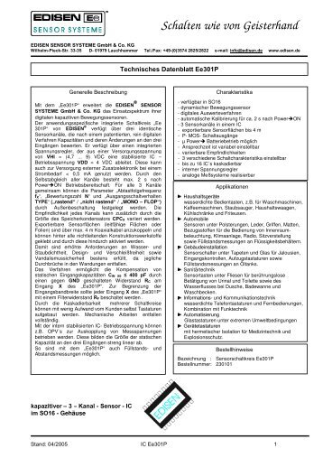 Datenblatt Ee301P - EDISEN SENSOR SYSTEME