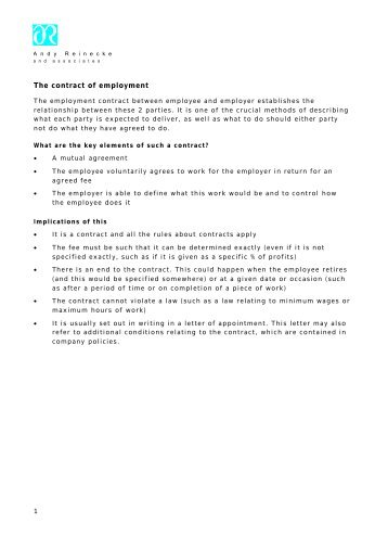 The contract of employment - INSETA