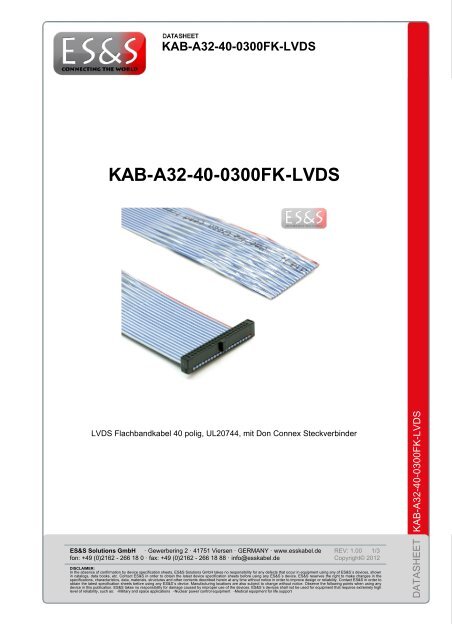 Datasheet: KAB-A32-40-0300FK-LVDS - ES&S