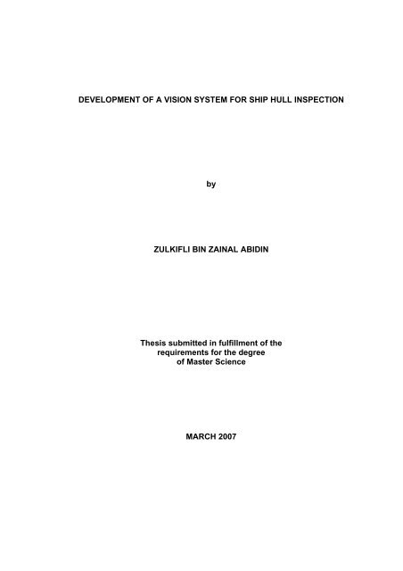 development of a vision system for ship hull ... - ePrints@USM