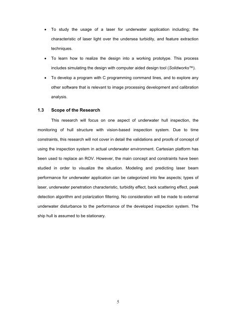 development of a vision system for ship hull ... - ePrints@USM