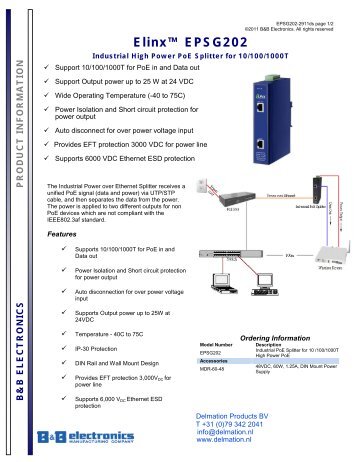 EPSG202 - Datasheet - Elinx Industrial High Power PoE ... - Delmation