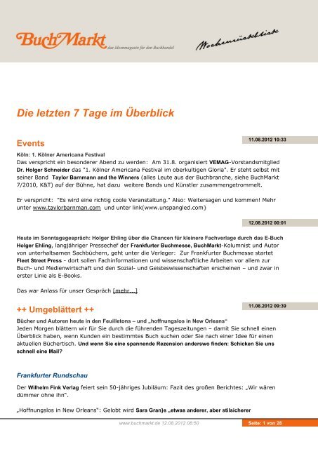 buchmarkt-online Wochenrückblick