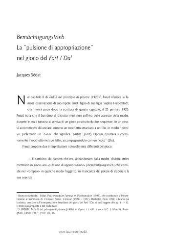 pulsione di appropriazione - Lacan con Freud.it