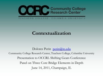 Contextualization - Office of Community College Research and ...