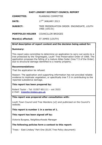 tree preservation order - East Lindsey District Council