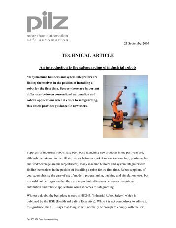 TECHNICAL ARTICLE - British Automation & Robot Association