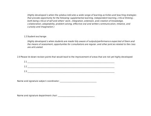 1.0 Please rate your syllabus: 1- initial, 2- emerging, 3 ... - DLSU-D