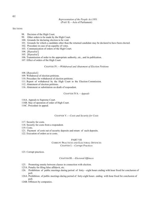 the representation of the people act, 1951 - Ministry of Law and Justice