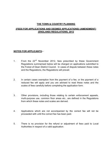 Revised Planning Fees 2012 - Forest of Dean District Council