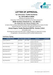 Global Organic Textile Standard - the Performance Chemicals division