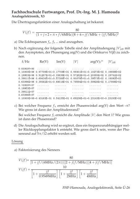 Fachhochschule Furtwangen, Prof. Dr.-Ing. M. J. Hamouda 000000 ...