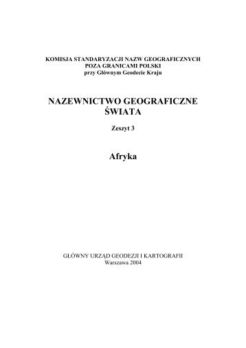 NAZEWNICTWO GEOGRAFICZNE ÅWIATA Afryka - KSNG Nazwy ...