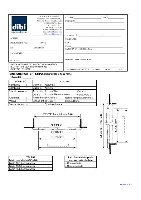 MODULI D'ORDINE - DI.BI. Porte Blindate