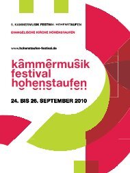 Programmheft - kammermusik festival hohenstaufen