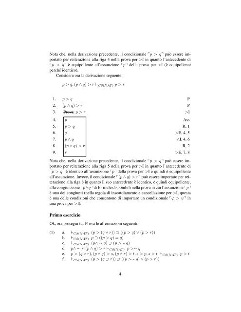 Esercizi sulle derivazioni in logica dei condizionali (Stalnaker)