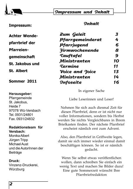 Pfarrbrief - St. Jakobus Versbach