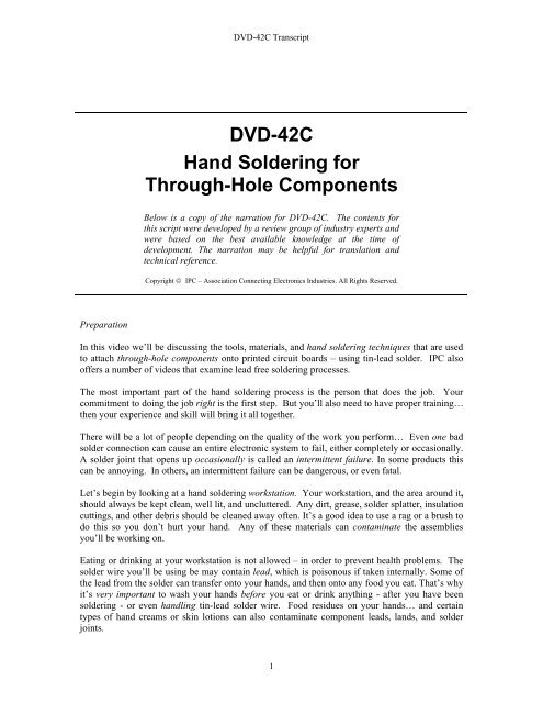 DVD-42C Hand Soldering for Through-Hole Components